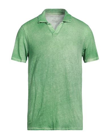 Shop Majestic Filatures Man Polo Shirt Green Size L Linen, Elastane