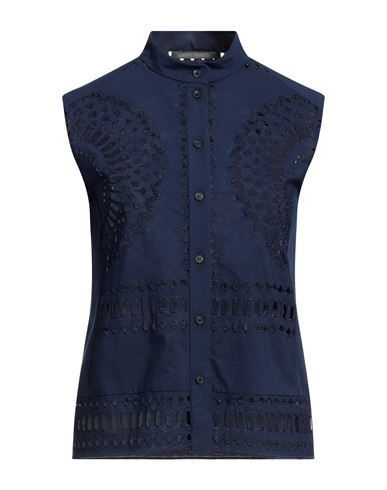 Alberta Ferretti Woman Shirt Midnight Blue Size 8 Cotton, Polyester