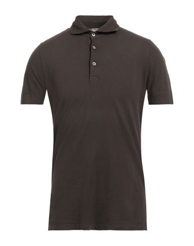 Shop H953 Man Polo Shirt Dark Brown Size 36 Cotton, Elastane