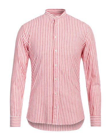 Bastoncino Man Shirt Red Size 16 Linen, Cotton
