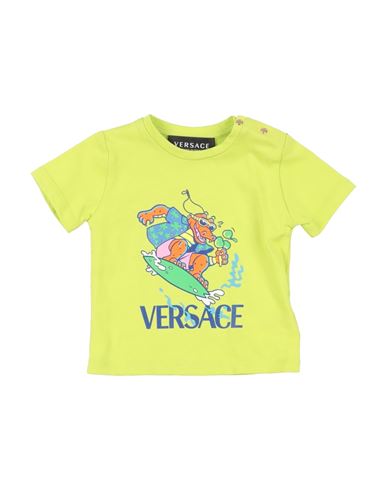 Shop Versace Young Newborn Boy T-shirt Acid Green Size 3 Cotton