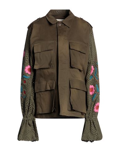 Tu Lizé Woman Jacket Military Green Size S Cotton, Elastane