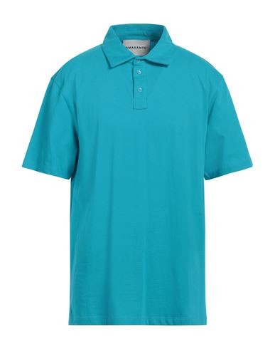 Shop Amaranto Man Polo Shirt Azure Size Xxl Cotton In Blue