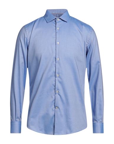 Brooksfield Man Shirt Azure Size 15 ½ Cotton In Blue