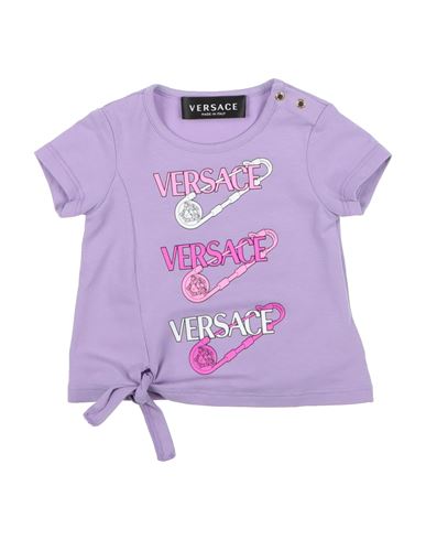 Shop Versace Young Newborn Girl T-shirt Lilac Size 3 Cotton, Elastane In Purple