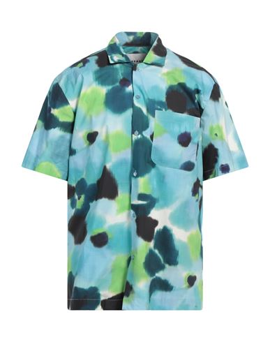 Shop Amaranto Man Shirt Azure Size 38 Cotton In Blue