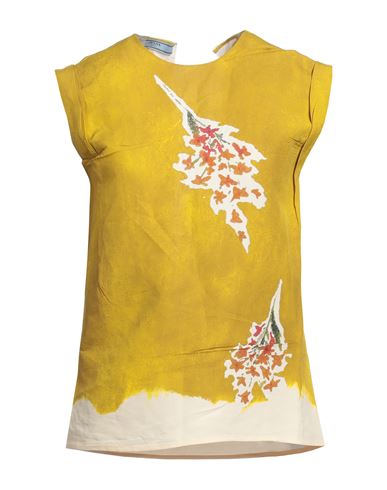 Prada Woman Top Ocher Size 6 Paper Yarn, Viscose In Yellow