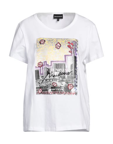 Emporio Armani Woman T-shirt White Size L Cotton, Elastane
