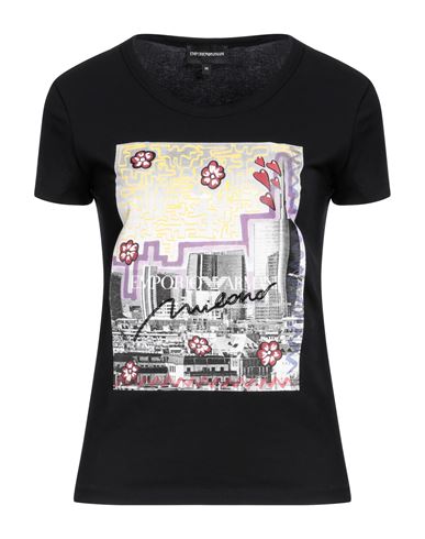 Emporio Armani Woman T-shirt Black Size L Cotton, Elastane