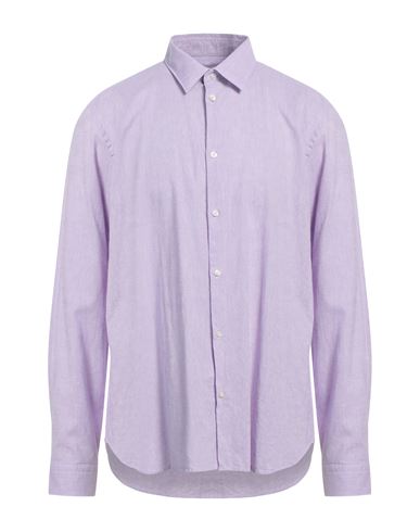 Manuel Ritz Man Shirt Lilac Size 17 ½ Linen, Cotton In Purple