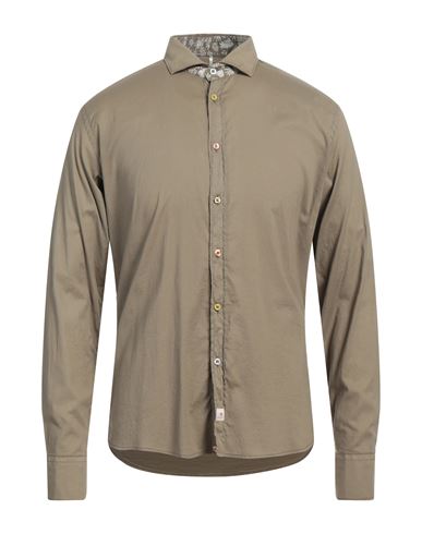 Panama Man Shirt Khaki Size M Cotton, Elastane In Neutral