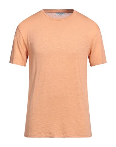 Wool & Co Man T-shirt Apricot Size Xl Linen, Elastane In Orange