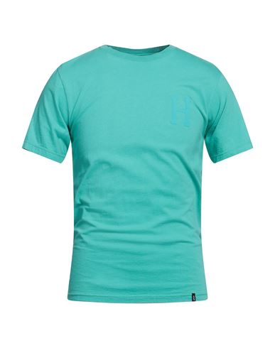Huf Man T-shirt Turquoise Size L Cotton In Blue