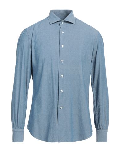 Shop Alessandro Gherardi Man Shirt Blue Size 16 ½ Cotton
