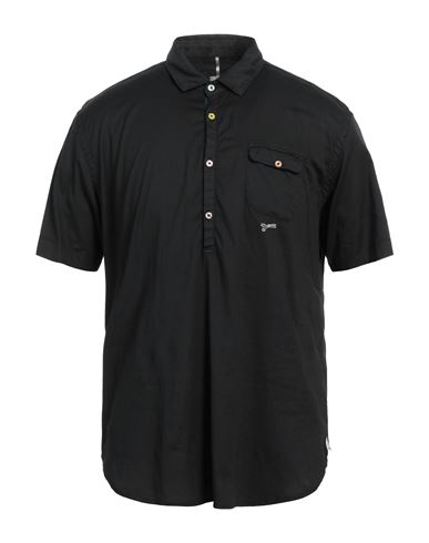 Panama Man Shirt Black Size L Cotton, Elastane