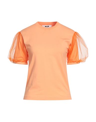 Msgm Woman T-shirt Orange Size Xs Cotton, Polyamide