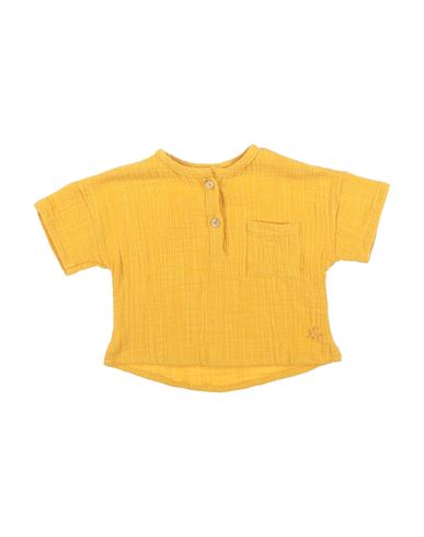 Shop Tocoto Vintage Newborn Girl Shirt Ocher Size 3 Cotton In Yellow
