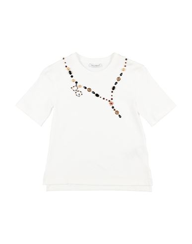 Shop Dolce & Gabbana Toddler Girl T-shirt White Size 6 Cotton, Crystal, Brass