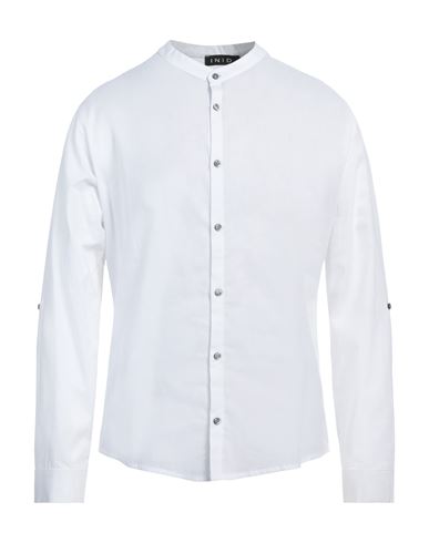 Inid Man Shirt White Size M Wool, Cotton In Blue