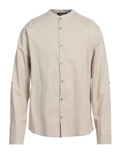 Inid Man Shirt Beige Size Xl Wool, Cotton