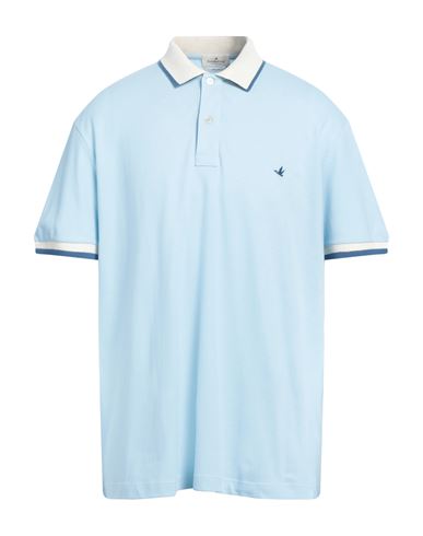 Brooksfield Man Polo Shirt Sky Blue Size 48 Cotton, Elastane