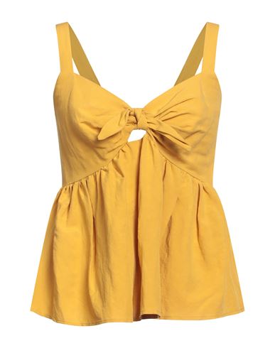 Croche Crochè Woman Top Ocher Size Xs Viscose, Linen In Yellow