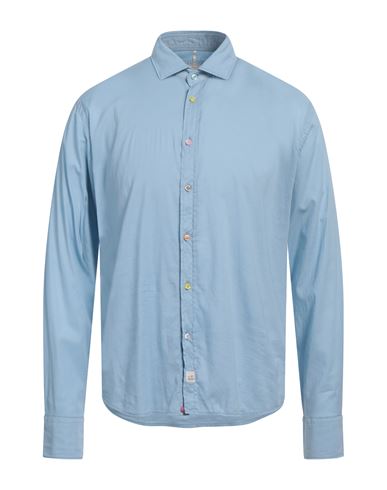 Panama Man Shirt Light Blue Size Xl Cotton, Elastane