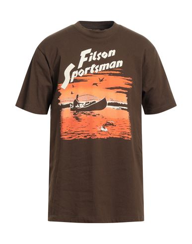 Filson Man T-shirt Brown Size L Cotton