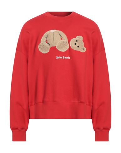 Palm Angels Bear-motif Logo Print Sweatshirt In Red