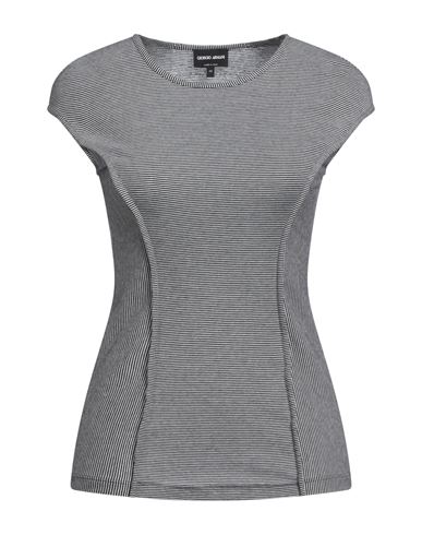 Giorgio Armani Woman T-shirt Black Size 10 Cotton, Cashmere, Silk