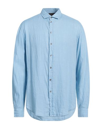 Emporio Armani Man Shirt Sky Blue Size Xl Linen