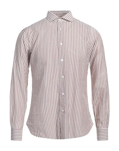 Barba Napoli Man Shirt Light Brown Size 15 ¾ Cotton, Linen In Neutral