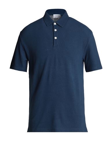 Scaglione Man Polo Shirt Blue Size M Cotton, Linen In Black
