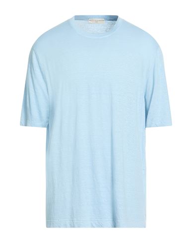 Filippo De Laurentiis Man T-shirt Sky Blue Size 46 Linen, Elastane In Blue