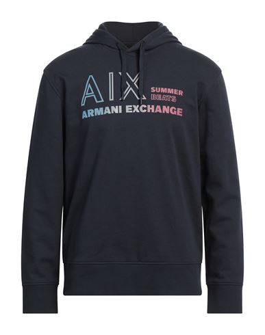 Armani Exchange Man Sweatshirt Midnight Blue Size Xxl Cotton, Elastane