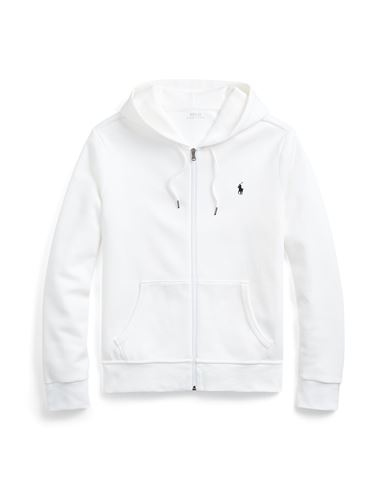 Polo Ralph Lauren Double-knit Full-zip Hoodie Man Sweatshirt Ivory Size Xl Cotton, Recycled Polyeste In White