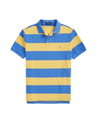 Polo Ralph Lauren Custom Slim Fit Striped Mesh Polo Shirt Man Polo Shirt Yellow Size Xxl Cotton