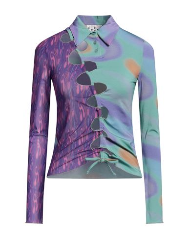 Avavav Woman Polo Shirt Light Purple Size S Viscose, Elastane