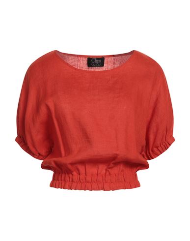 Clips Woman Top Rust Size S Linen In Red