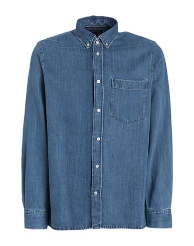 Tommy Hilfiger Man Denim Shirt Blue Size L Lyocell, Cotton