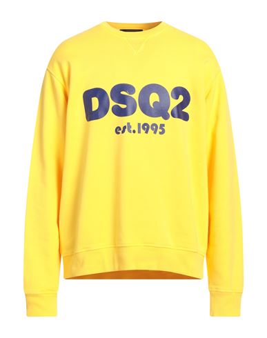 Dsquared2 Man Sweatshirt Yellow Size M Cotton, Elastane