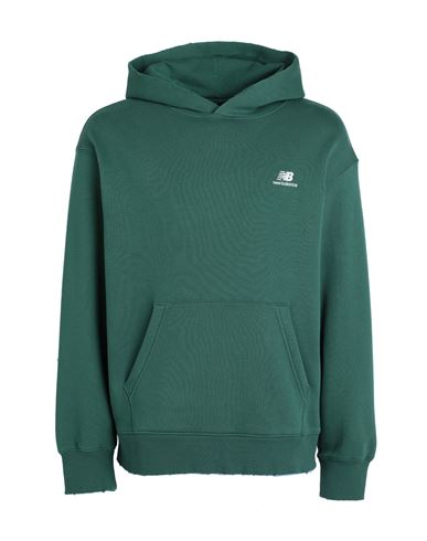 Shop New Balance Hoops Fleece Hoodie Man Sweatshirt Green Size Xl Cotton, Polyester