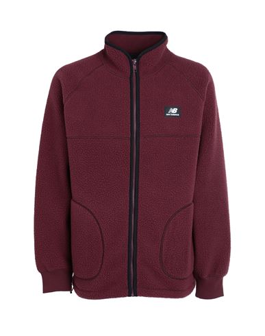 Shop New Balance Athletics Polar Fleece Full Zip Man Sweatshirt Burgundy Size Xl Recycled Polyester In Red