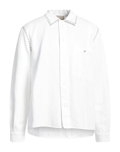Nick Fouquet Man Denim Shirt White Size 40 Linen, Cotton