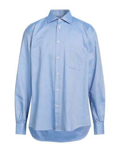 Avignon Man Shirt Azure Size 15 Cotton In Blue