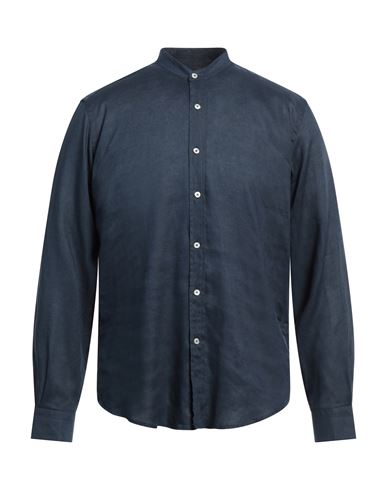 Liu •jo Man Man Shirt Navy Size 15 ½ Linen In Navy Blue