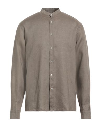 Shop Liu •jo Man Man Shirt Khaki Size 16 Linen In Beige