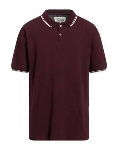 Maison Margiela Man Polo Shirt Burgundy Size M Cotton In Red