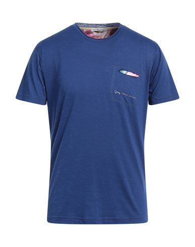Shop Grey Daniele Alessandrini Man T-shirt Blue Size M Polyester, Viscose, Elastane