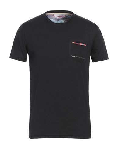 Shop Grey Daniele Alessandrini Man T-shirt Black Size S Polyester, Viscose, Elastane